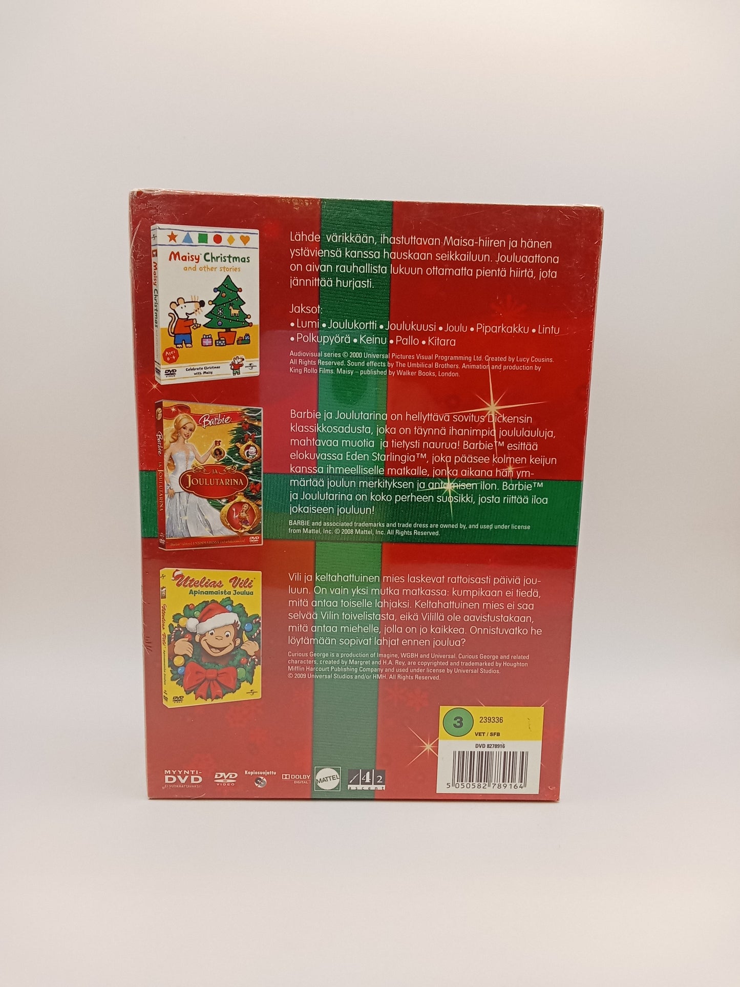 Lasten joulu-boksi: Naughty List, Barbie Joulutarina, Utelias Vili / Christmas Triple Feature (Alkuperäisissä muoveissa)