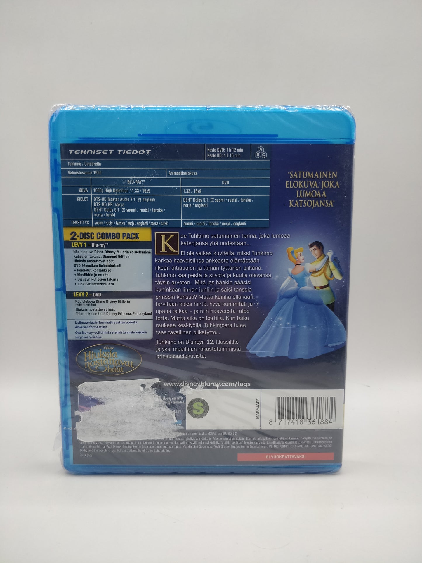 Walt Disney Klassikot - Tuhkimo, Blu-ray (Alkuperäisissä muoveissa)