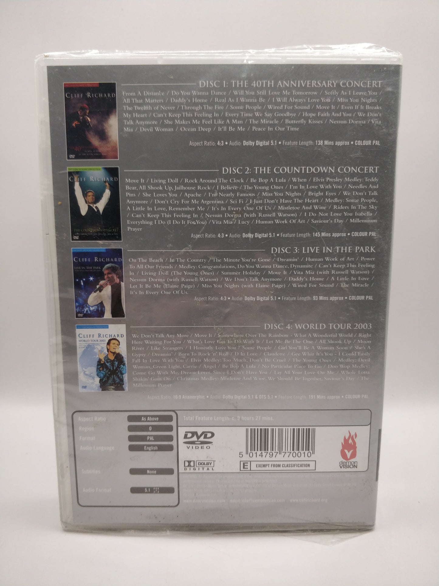 The Cliff Richard Box - 4 DVD Set (Alkuperäisissä muoveissa)